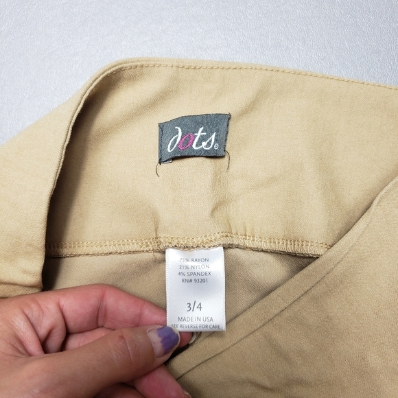 dots tan pull on stretchy skinny pants juniors size 3/4 - Picture 7 of 11